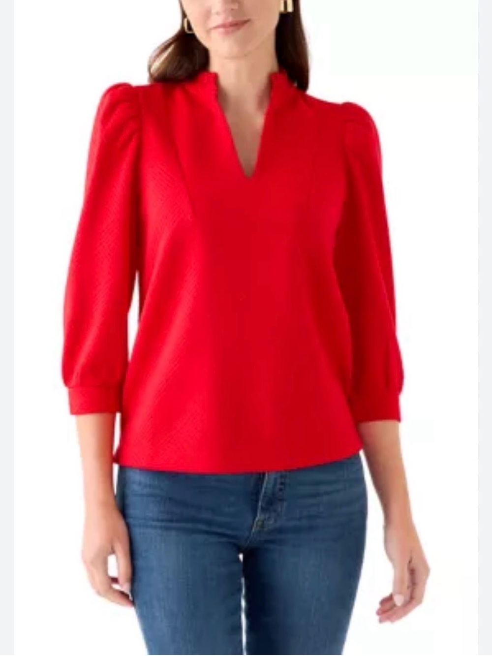 Crown & Ivy red jacquard top XL